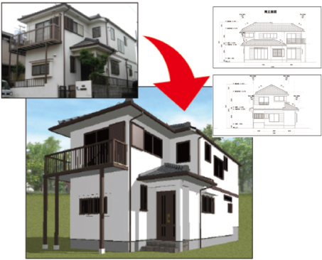 実際のお住まいの写真を CADソフトにてパースに！