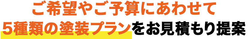 ご希望やご予算にあわせて５種類の塗装プランをお見積もり提案